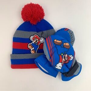 Super Mario Hat and Mittens Winter Set Big Kid Boy or Girl Child Size 5, 6